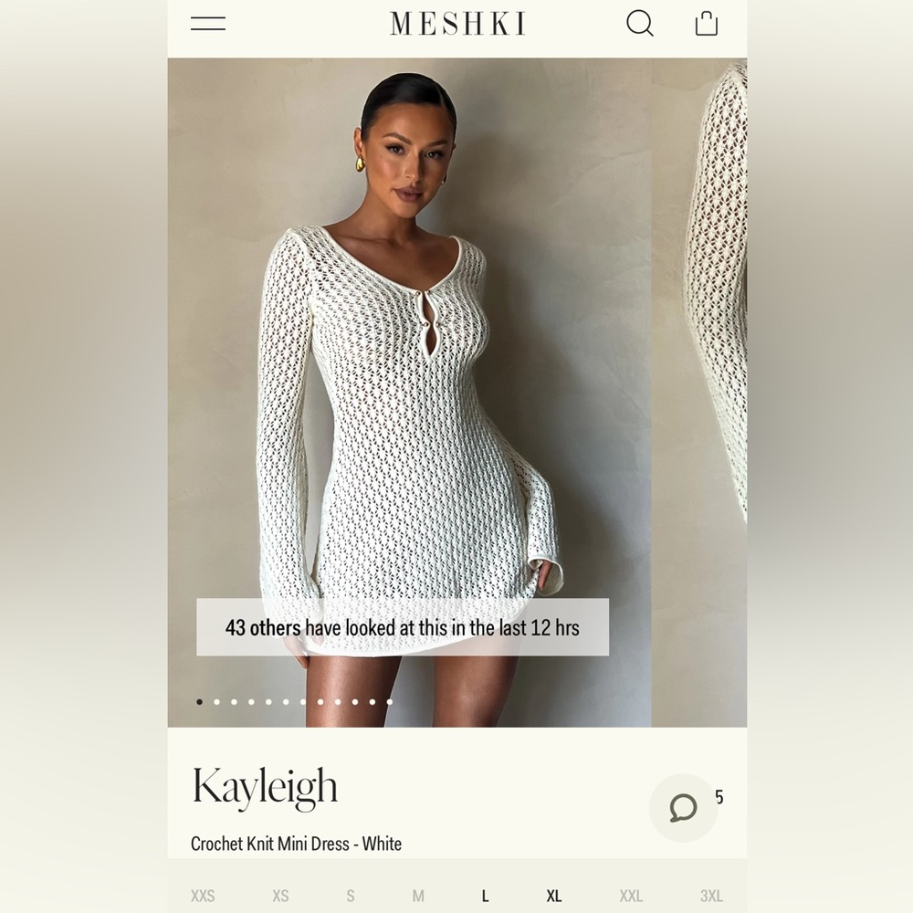 Meshki Crochet Knit Mini Dress - White